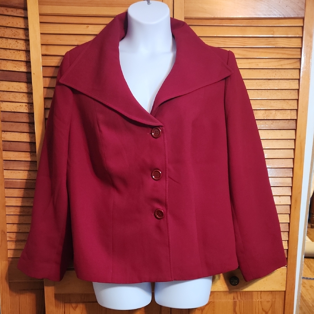 Dressbarn Women's Deep Red Pea Coat